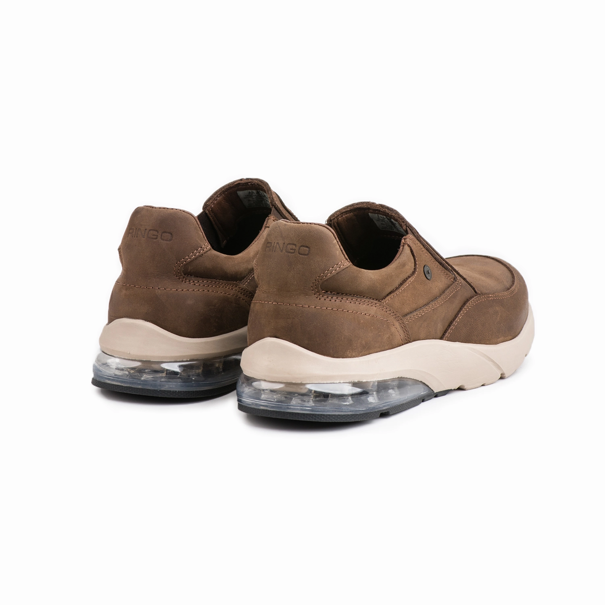 Zapatilla urbana de cuero marrón Ringo Atlas 02 vista tres cuartos trasero engrasado marron
